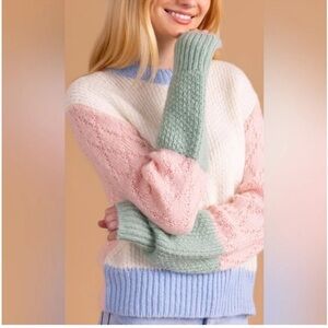 Pastel Colorblock Crewneck Sweater